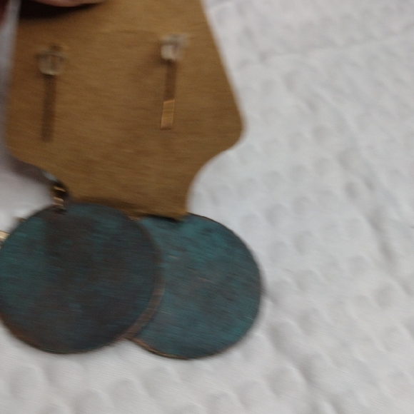 Gold and Turquoise Blue Sunflower Earrings - Picture 4 of 4